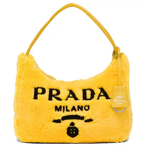 PRADA Re Edition Fabric Hobo Shoulder Bag, Handbag Mini Women's Yellow