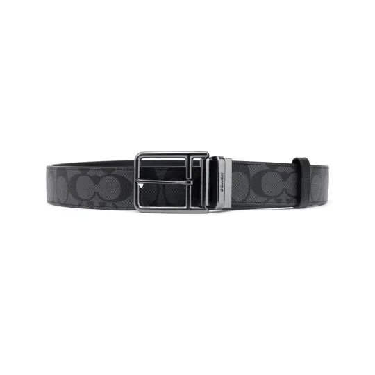 COACH Harness Buckle Cut-To-Size Reversible Belt Black