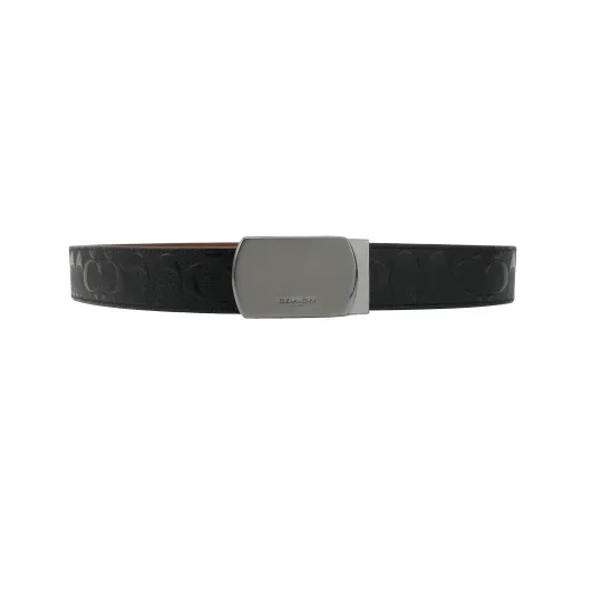 COACH Plaque Buckle Cut To Size Reversible Belt Men's Black