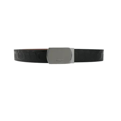 COACH Plaque Buckle Cut To Size Reversible Belt Men's Black