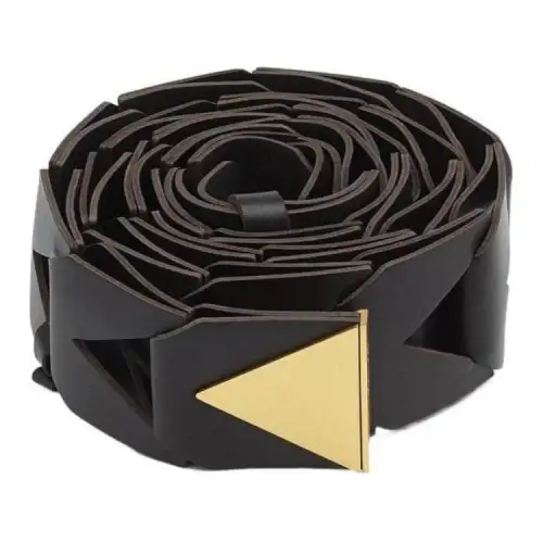 Bottega Veneta Cut Out Detail, Smooth Buckle Calfskin Leather Belts Women's Black Width 5CM