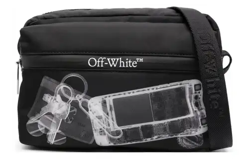 OFF WHITE Polyamide Camera Bag Men's Black & White