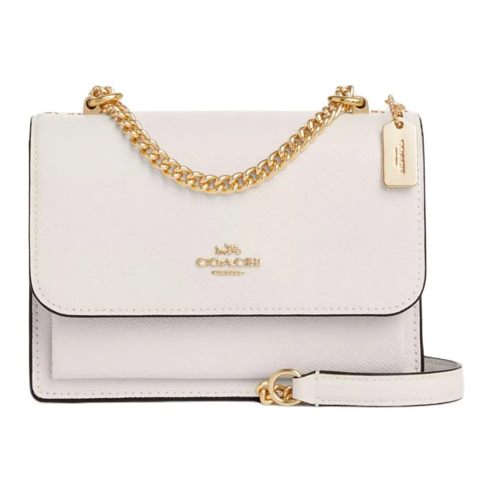 COACH Klare Cross Grain Leather Shoulder Bag, Crossbody Bag Small Women's Chalk White