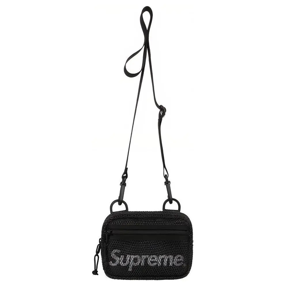 Supreme Polyester Shoulder Bag, Crossbody Bag Unisex Black