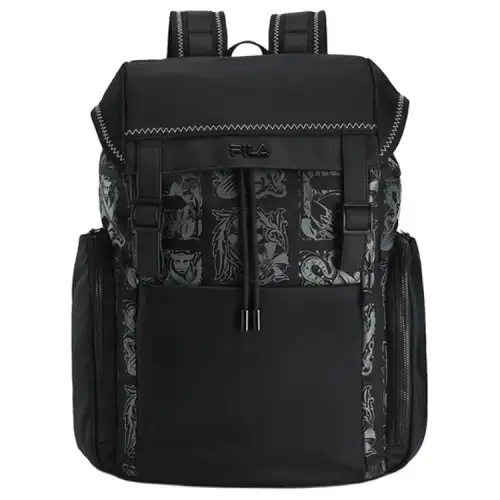 FILA Fabric, Synthetic Leather Backpack Regular Men's Black