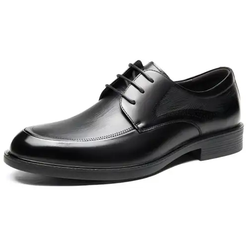 AOKANG cow leather, embossed texture, lace-up office comfort, formal leather shoes, men's style