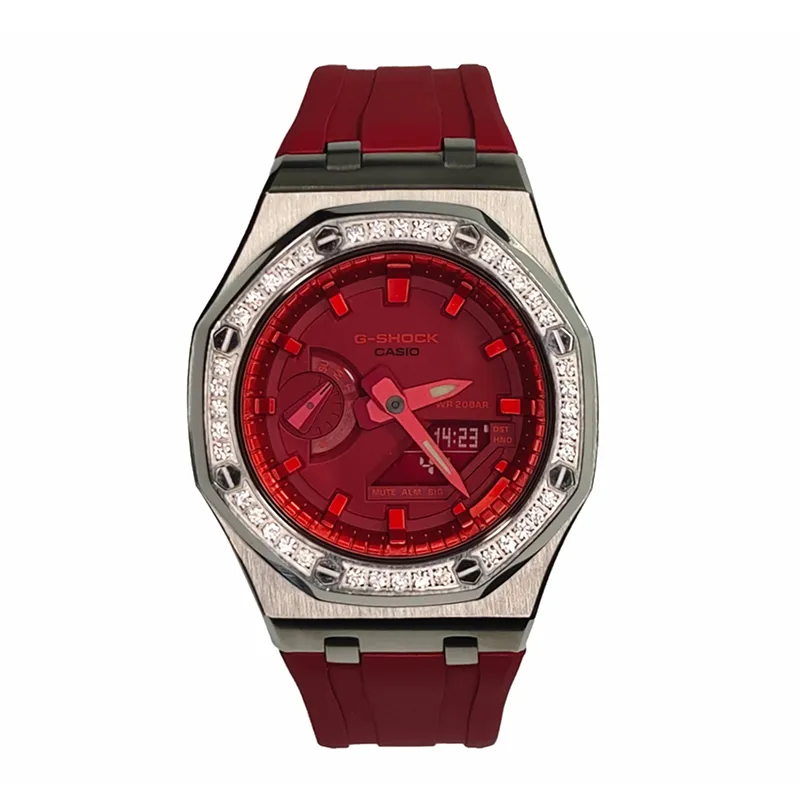 CASIO Men Liquid Crystal/Analog Dual Display Series 44mm Red Watch