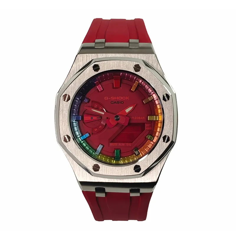 CASIO Men Liquid Crystal/Analog Dual Display Series 44mm Red Watch