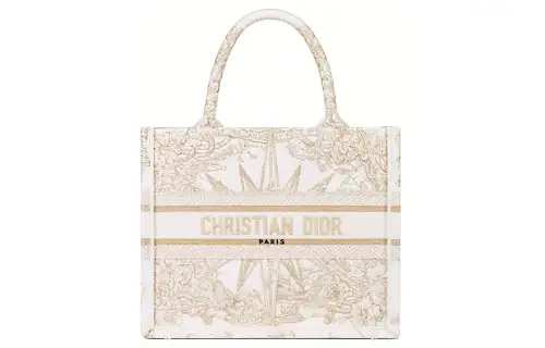 DIOR BookTote Embroidery Tote Bag, Shopping Bag, Shoulder Bag, Handbag Small Women's Gold