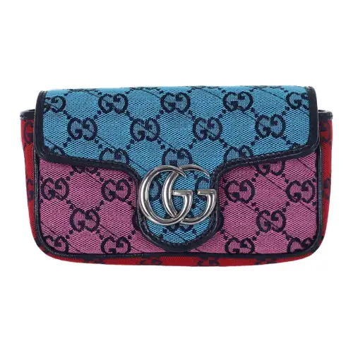 GUCCI Marmont Canvas With Suede Shoulder Bag, Crossbody Bag Extra Mini Women's Multicolor