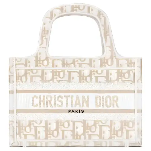DIOR BookTote Monogram All Over Print Tote Bag, Shopping Bag, Handbag Mini Women's Gold