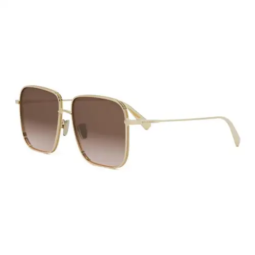 Bottega Veneta Metal Irregular Shape Sunglasses Women's Gold