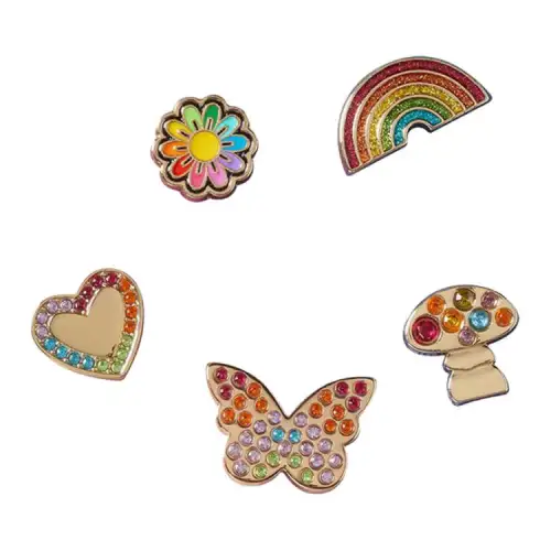 Crocs Cartoon Pattern Acrylic Shoe Accessories Unisex Rainbow