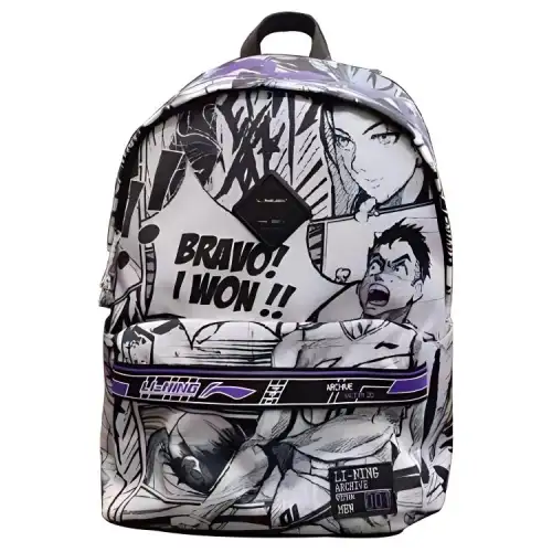 Li Ning Polyester Backpack Unisex Black/White