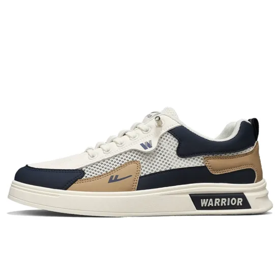 Warrior Cushioned Wear-Resistant Lightweight Breathable Slip-Resistant Low-Top Skateboard Shoes Men's Beige Khaki Blue