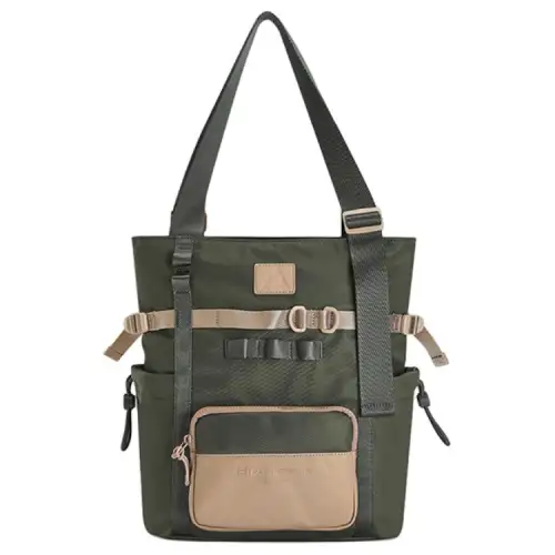 FILA Fabric Tote Bag, Shopping Bag, Handbag, Shoulder Bag Unisex Dark Gray Green