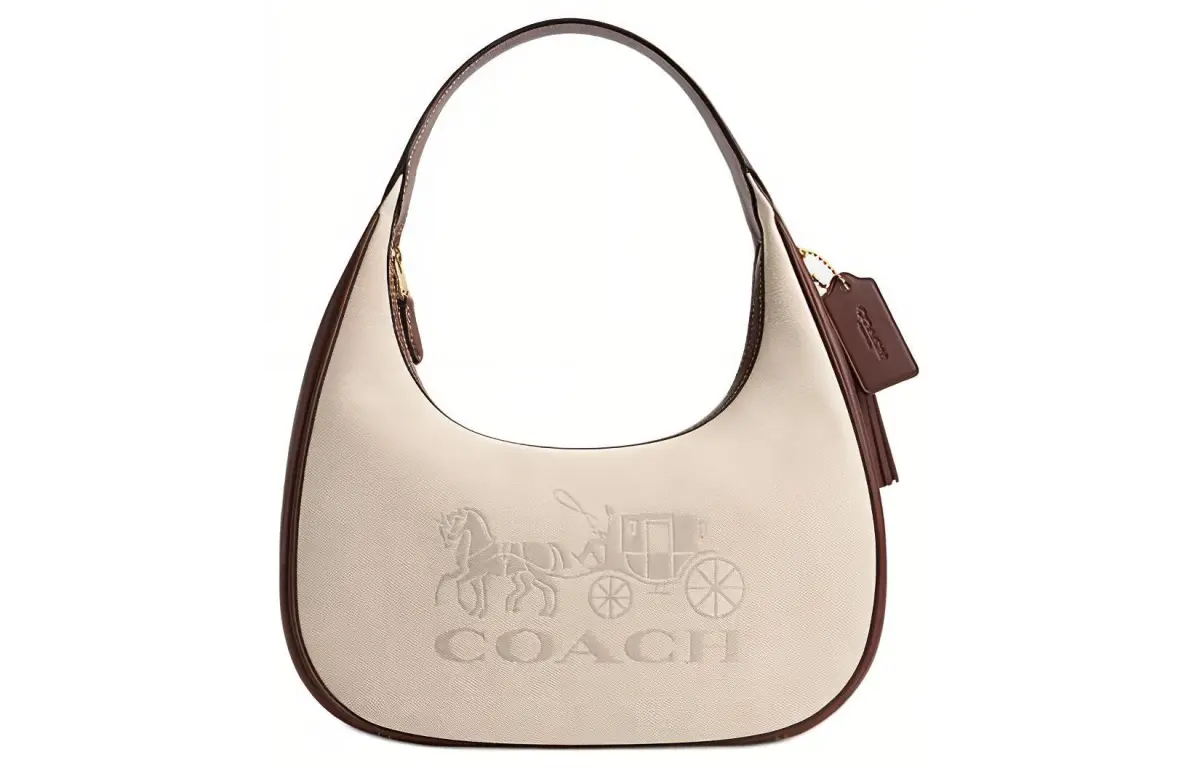 COACH Fabric With Cow Leather Handbag, Shoulder Bag Large Women's Natural