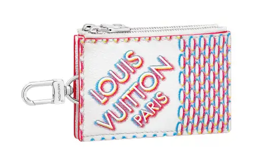 LOUIS VUITTON Double Zipped Card Holder White Damier Spray