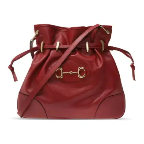 GUCCI Horsebit 1955 Leather Crossbody Bag, Shoulder Bag Women's Red