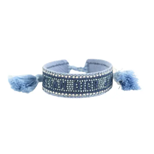 DIOR Cotton Crystal Bracelets Women's Blue