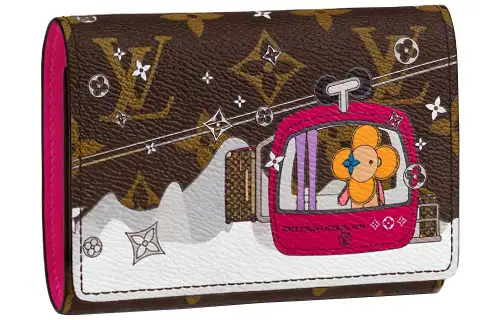 LOUIS VUITTON Victorine Wallet Monogram Vivienne Courchevel Fuchsia Lining