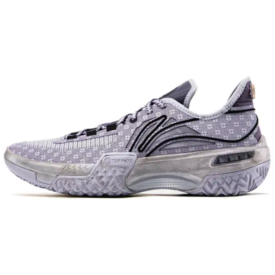 LINING Shudder Basketball Shoes Men Low-Top Sea Salt Purple/Black