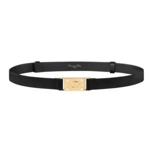 DIOR Brand Logo Cow Leather Belts Women's Black 2cm