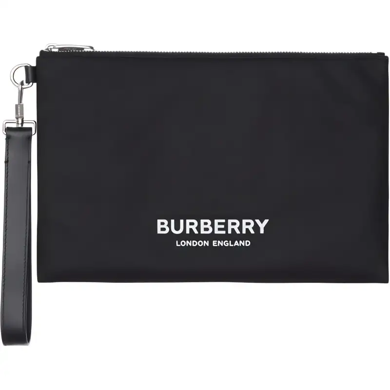 Burberry Nylon With Leather Storage Bag Men's Black