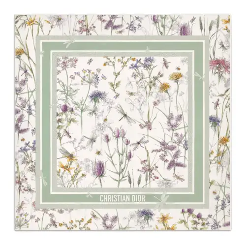 DIOR Silk, Twill Scarves Women's Green/White