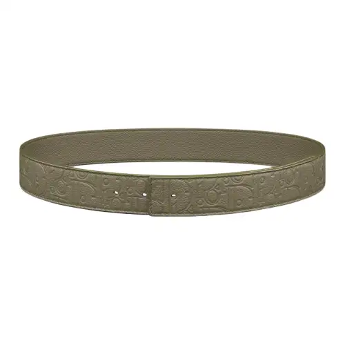 DIOR Calfskin Leather Belts Men's Green 3.5cm
