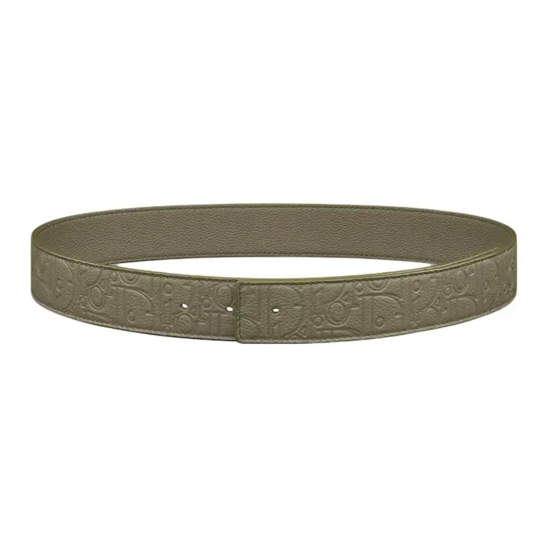 DIOR Calfskin Leather Belts Men's Green 3.5cm