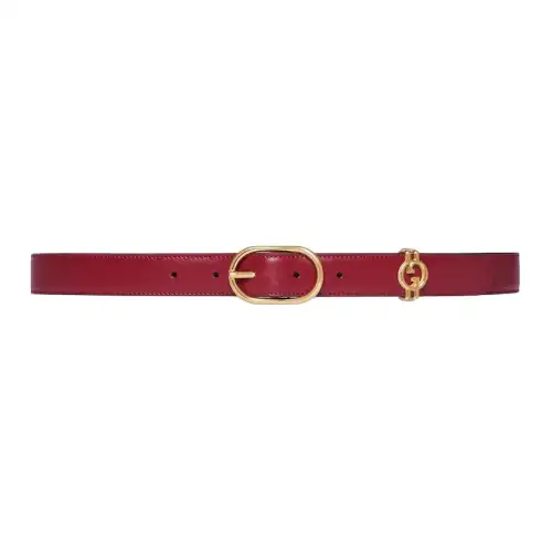 GUCCI Leather Belts Women's Red Width 2.3cm