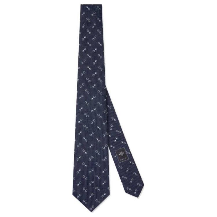 GUCCI Horsebit Collection Mulberry Silk Cupro Ties Men's Blue