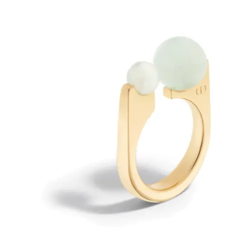 DIOR Metal, Resin Pearl Rings Women's Gold