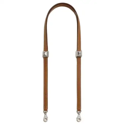 HERMES Clou Medor Silver Tone Buckle Calfskin Bag Straps Women's 37 Gold Brown