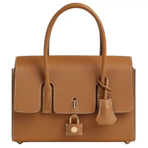 HERMES New Drag 22 Gold tone Lock Evercolor Calfskin Handbag Women's 37 Gold Brown