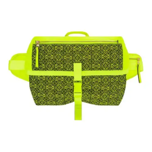 LOEWE Jacquard Canvas Bag, Shoulder Bag Men's Neon Yellow/Dark Marine Blue