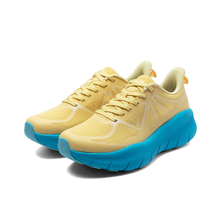 LPMX Cushioning Slip Resistant Abrasion Resistant Breathable Low top Running Shoes Unisex Yellow Blue