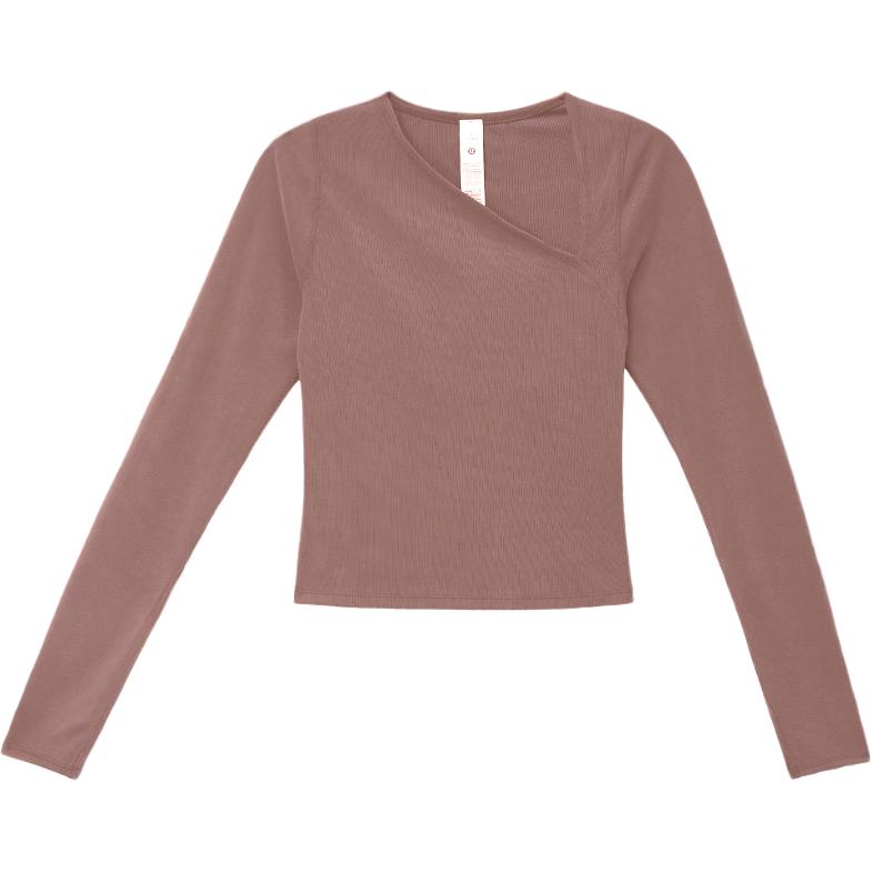 Lululemon Soft Ribbed Yoga T Shirts Women’s Asymmetrical Collar Moderate