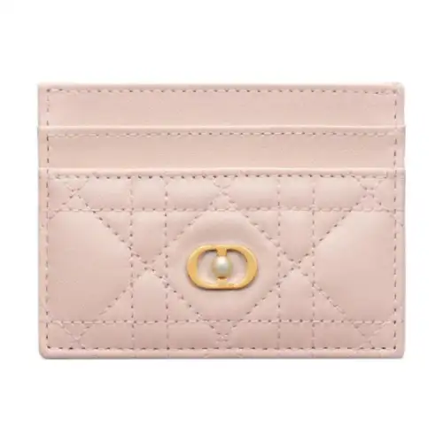 DIOR Jolie Sheepskin Card Holder Women's Rouge Pink
