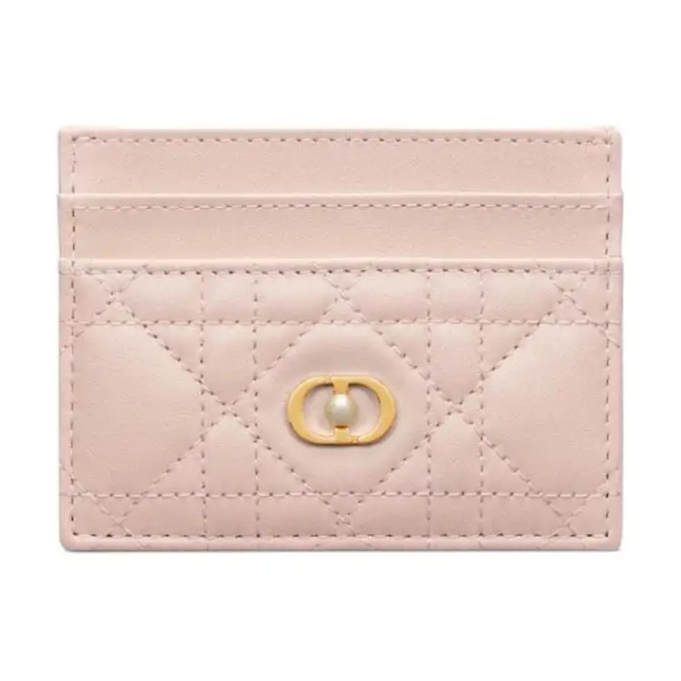 DIOR Jolie Sheepskin Card Holder Women's Rouge Pink