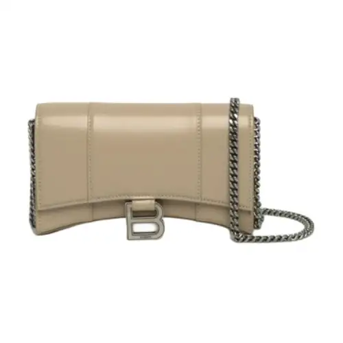 Balenciaga Leather Crossbody, One Shoulder, Wallet Women's Gray Brown