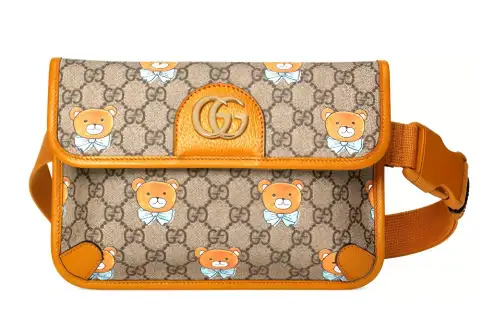 GUCCI Canvas With Leather Waist Bag Chest Bag Small Unisex Ebony/Brown
