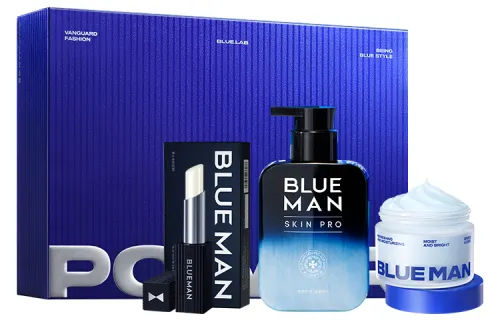 PRIME BLUE Set for skin care, moisturizing cleansing milk, lipstick