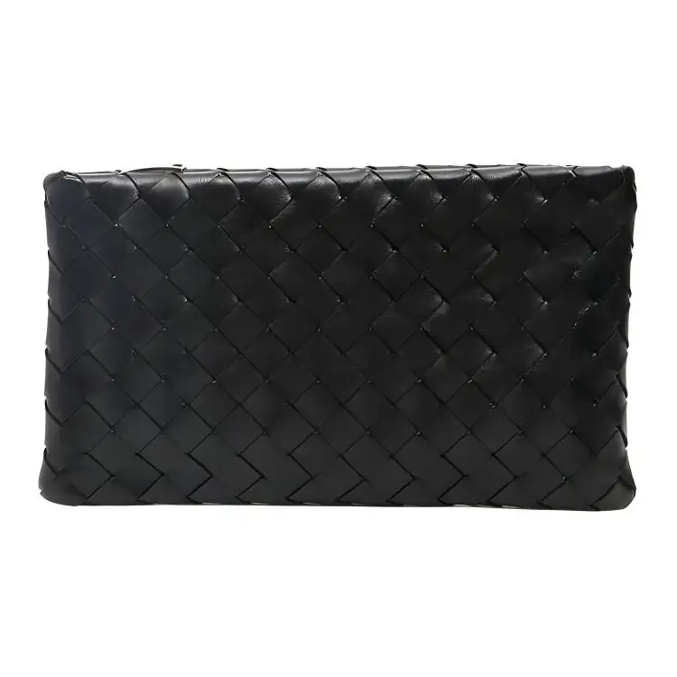 Bottega Veneta Leather Clutch Medium Unisex Black