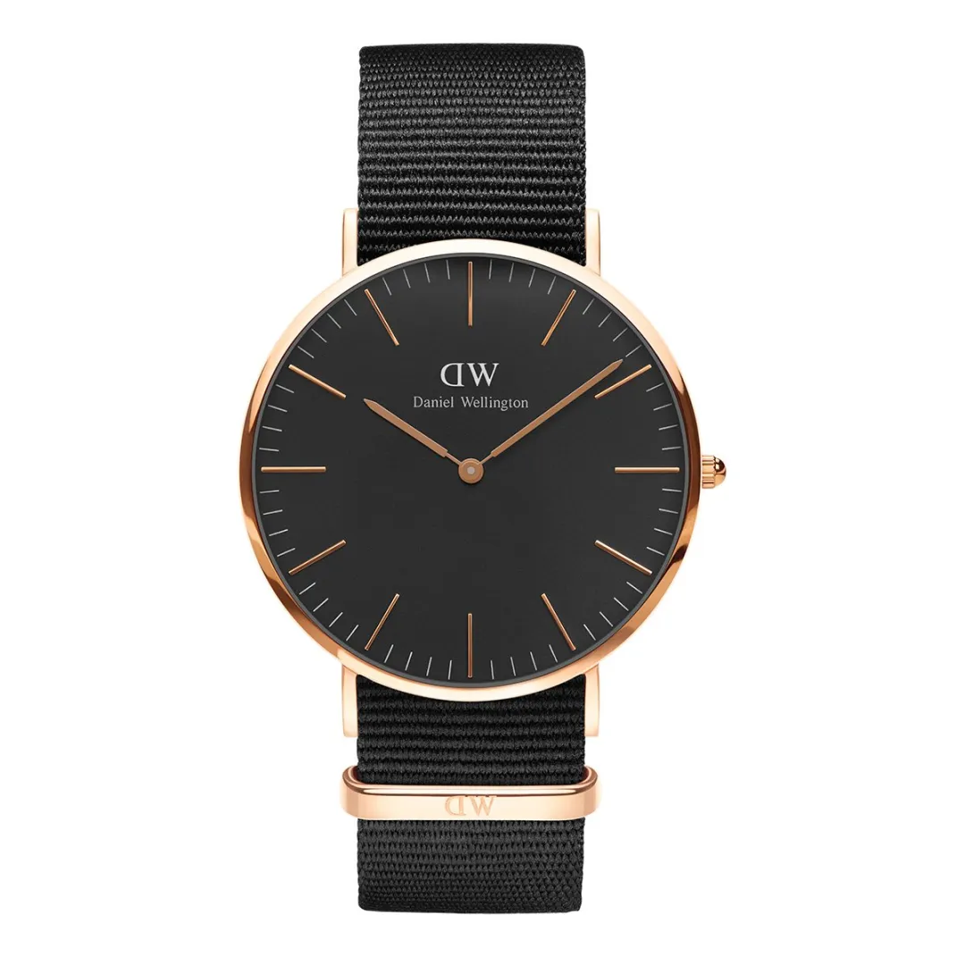 Daniel Wellington Wrist Watches Quartz Movement Nylon Strap Black Dial Men's Watches DW Watch, Available In Box