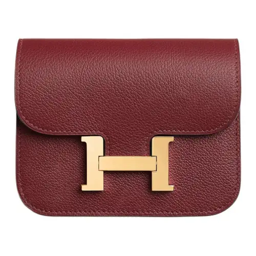 HERMES Evercolor Calfskin Card Holder, Coin Purse, Fanny Pack Women's Hermes Red & Open Country Orange