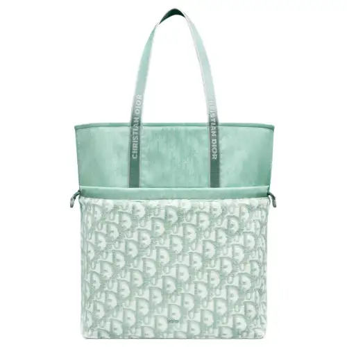 DIOR Cotton Terry Cloth With Nylon Tote Bag, Shopping Bag, Shoulder Bag, Handbag Men's Light Green