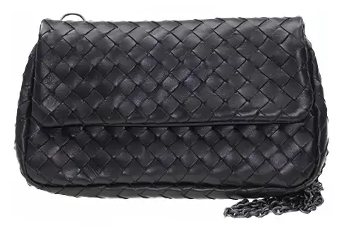 Bottega Veneta Woven Sheepskin Messenger Bag, Crossbody Bag, Shoulder Bag Women's Black