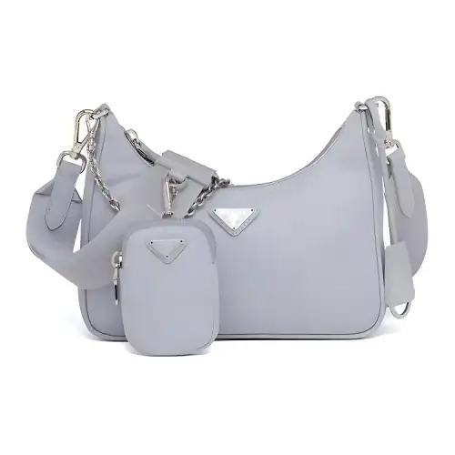 PRADA Recycled Nylon 3 in 1 Shoulder Bag, Handbag, Shoulder Bag, Crossbody Bag Women's Light Blue